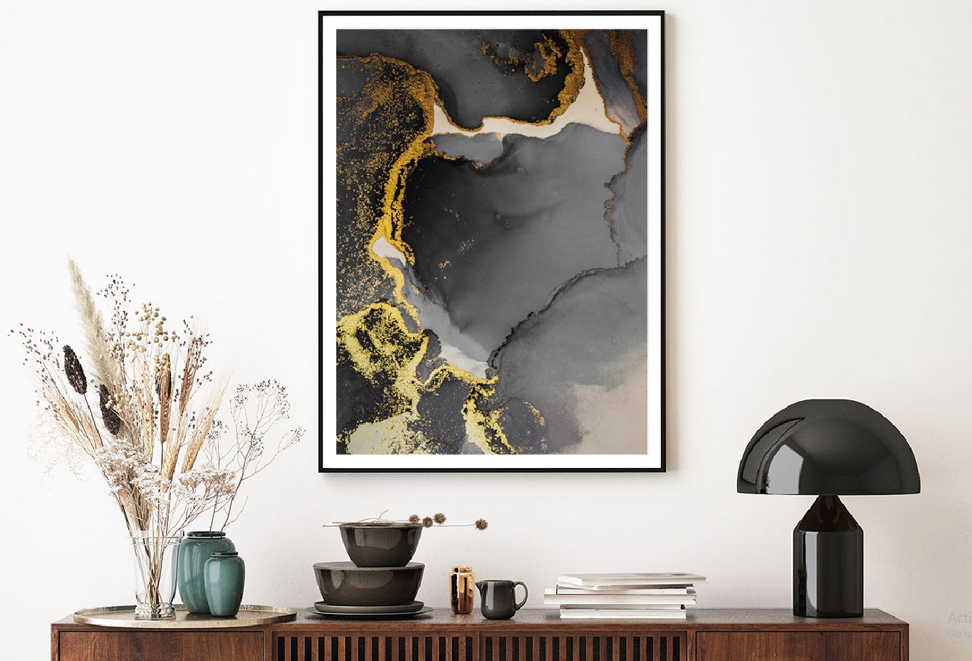 Dark Gold & Black Liquid Abstract Design Home Decor Premium Quality Poster Print Choose Your Sizes