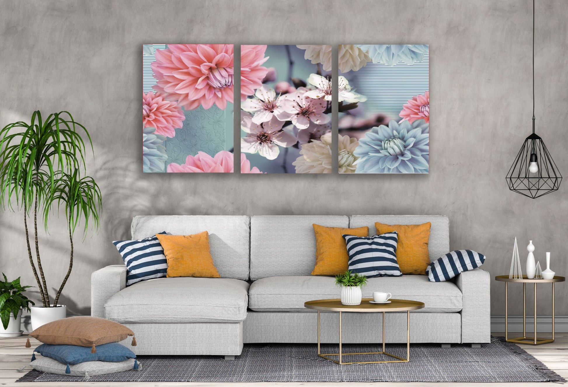 3 Set of Colorful 3D Floral Design High Quality Print 100% Australian Made Wall Canvas Ready to Hang