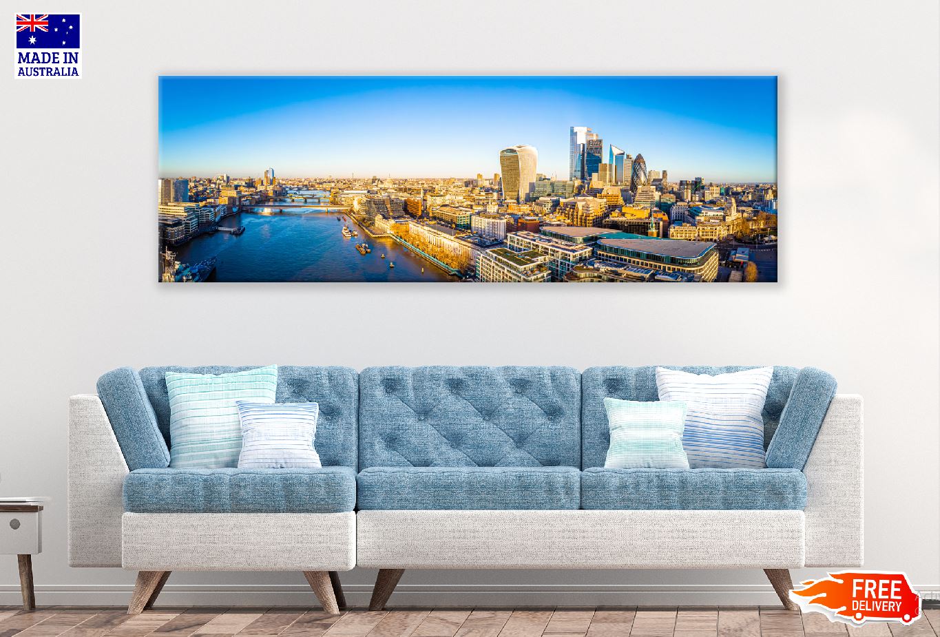 Panoramic Canvas London City Morning View Photograph High Quality 100% Australian Made Wall Canvas Print Ready to Hang