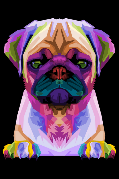 Colorful Pug Dog Face Abstract Design Print 100% Australian Made