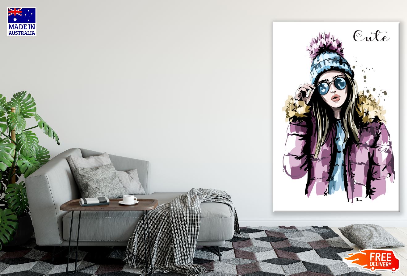 Cute Girl with Sunglasses Illustration Print 100% Australian Made