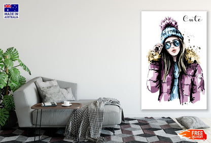 Cute Girl with Sunglasses Illustration Print 100% Australian Made