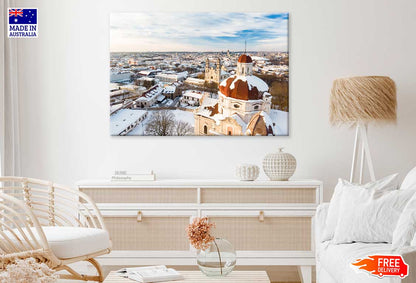 Winter City Scenery Photograph in Vilnius Lithuania Print 100% Australian Made