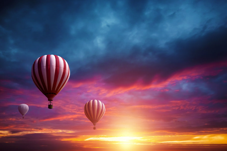 Air Balloons on Sunset Sky View Photograph Print 100% Australian Made