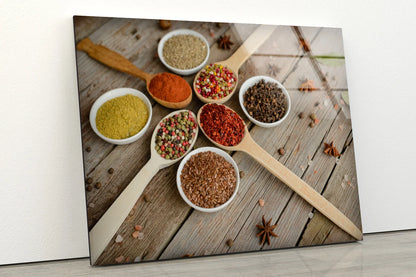 Spices on Spoons Photograph Acrylic Glass Print Tempered Glass Wall Art 100% Made in Australia Ready to Hang