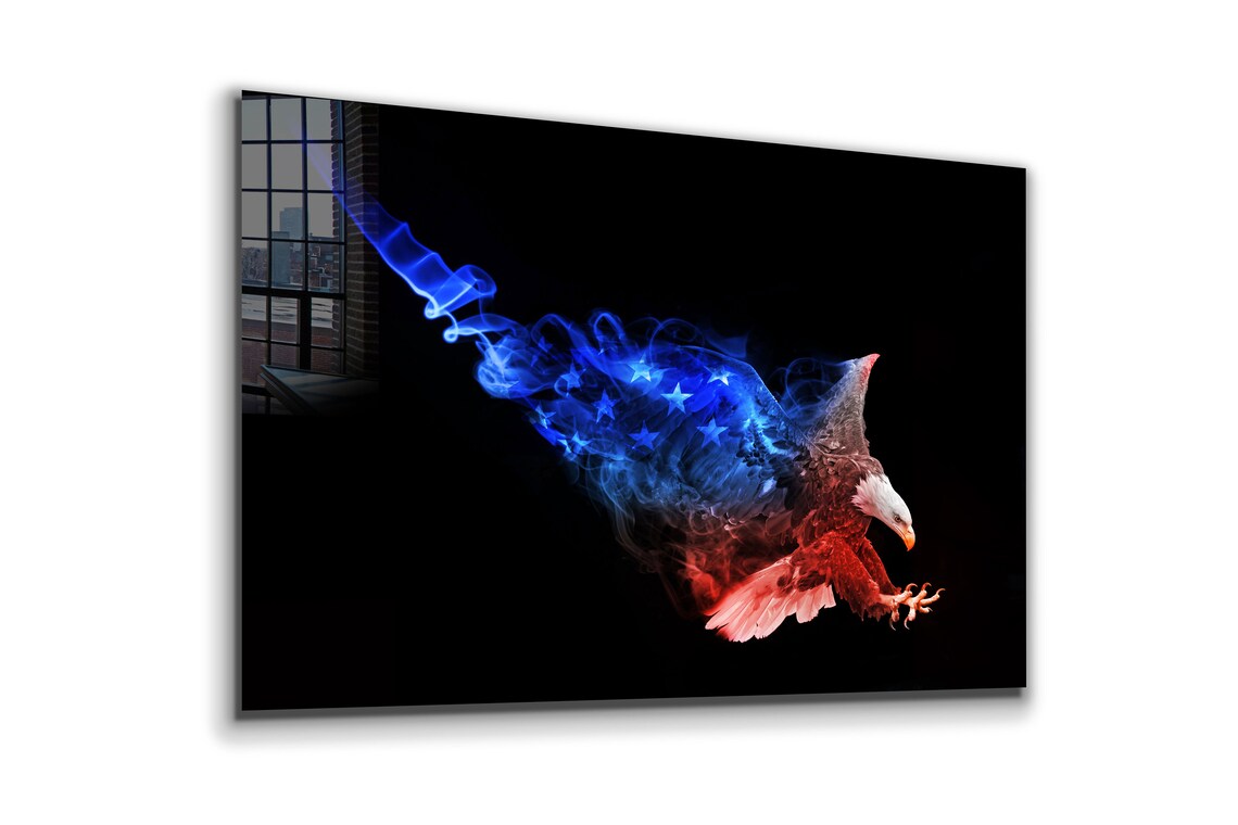 American Eagle Abstract Print Tempered Glass Wall Art 100% Made in Australia Ready to Hang