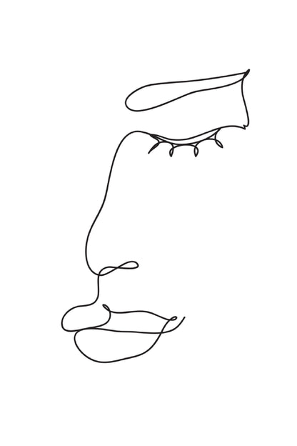 Woman Face B&W Line Art Print 100% Australian Made