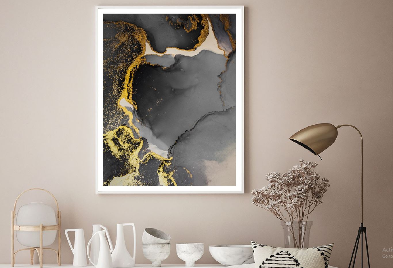 Dark Gold & Black Liquid Abstract Design Home Decor Premium Quality Poster Print Choose Your Sizes