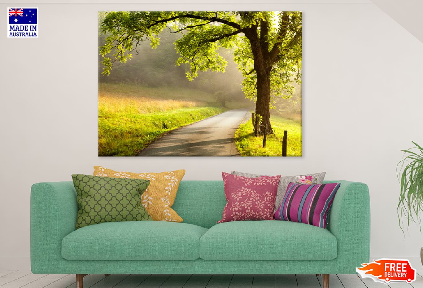 Sunlight Through Tree on a Road Photograph Print 100% Australian Made