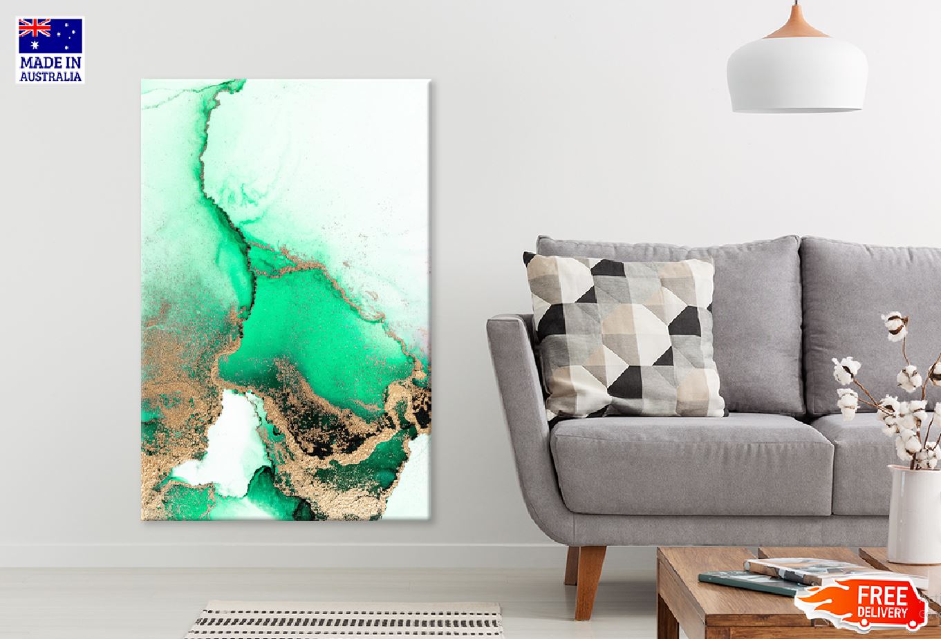 Green & Gold Splash Abstract Design Print 100% Australian Made