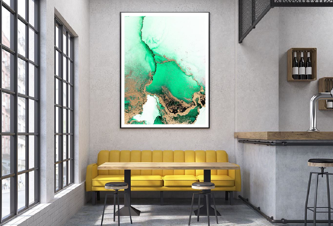 Green & Gold Splash Abstract Design Home Decor Premium Quality Poster Print Choose Your Sizes