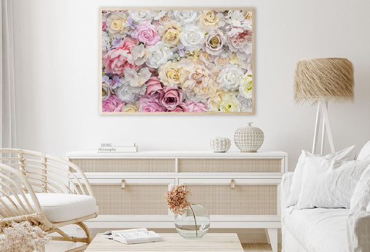 White Pink Roses Closeup View Photograph Home Decor Premium Quality Poster Print Choose Your Sizes