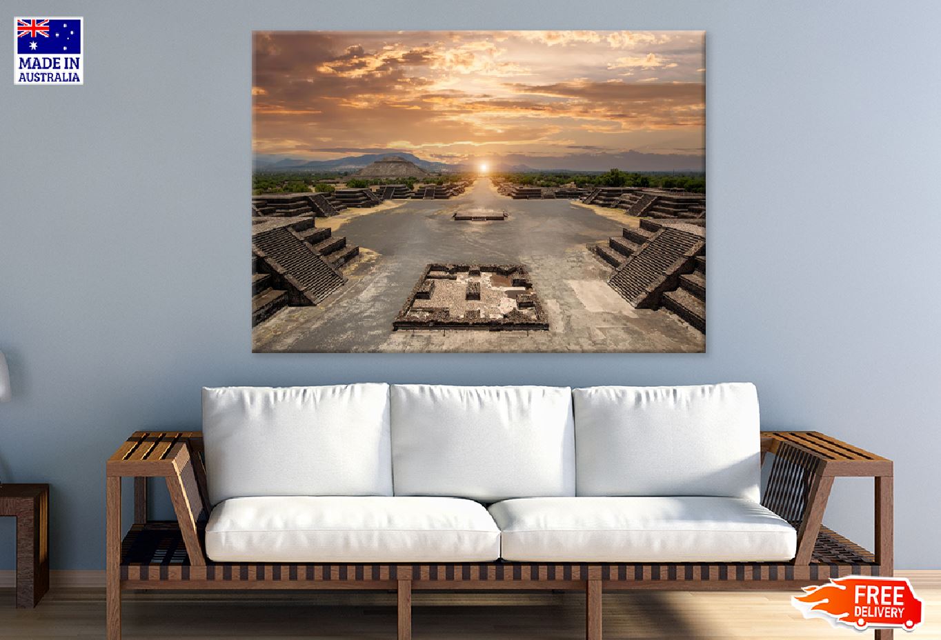 Teotihuacan Pyramids Sunset View Photograph Print 100% Australian Made