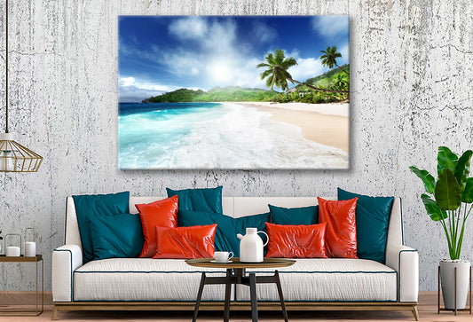 Bella Home Palm Trees at Mahe Beach Print Canvas Ready to hang