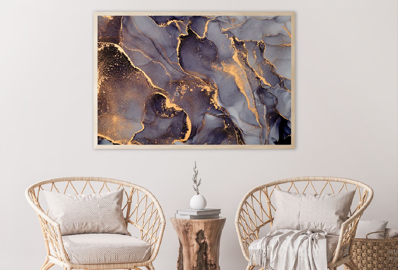 Black Grey & Gold Fluid Abstract Design Home Decor Premium Quality Poster Print Choose Your Sizes