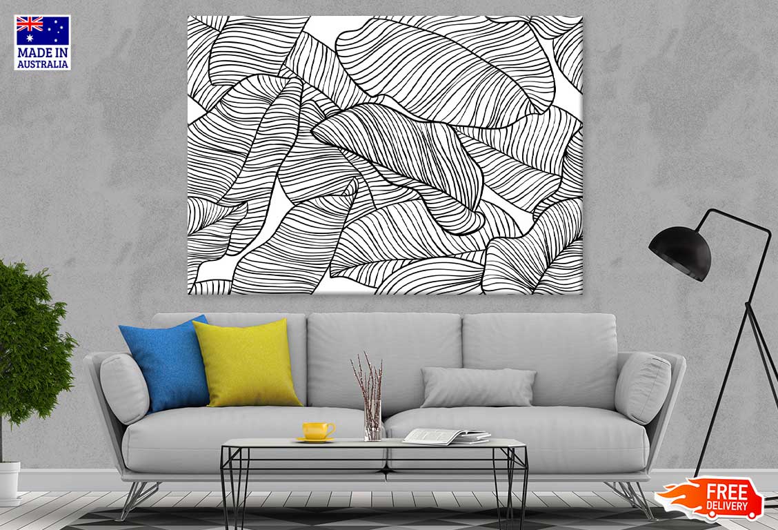 Leaves Vector Pattern B&W View Photograph Print 100% Australian Made