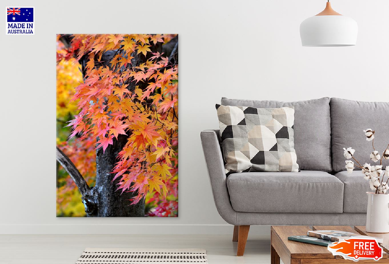 Orange Pink Maple Leaves View Photograph Print 100% Australian Made