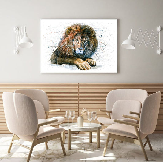 Lion Portrait Watercolor Painting Home Decor Premium Quality Poster Print Choose Your Sizes