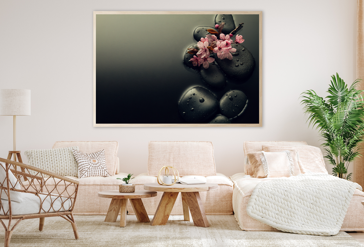 Blossom Flowers On Stones Photograph Home Decor Premium Quality Poster Print Choose Your Sizes