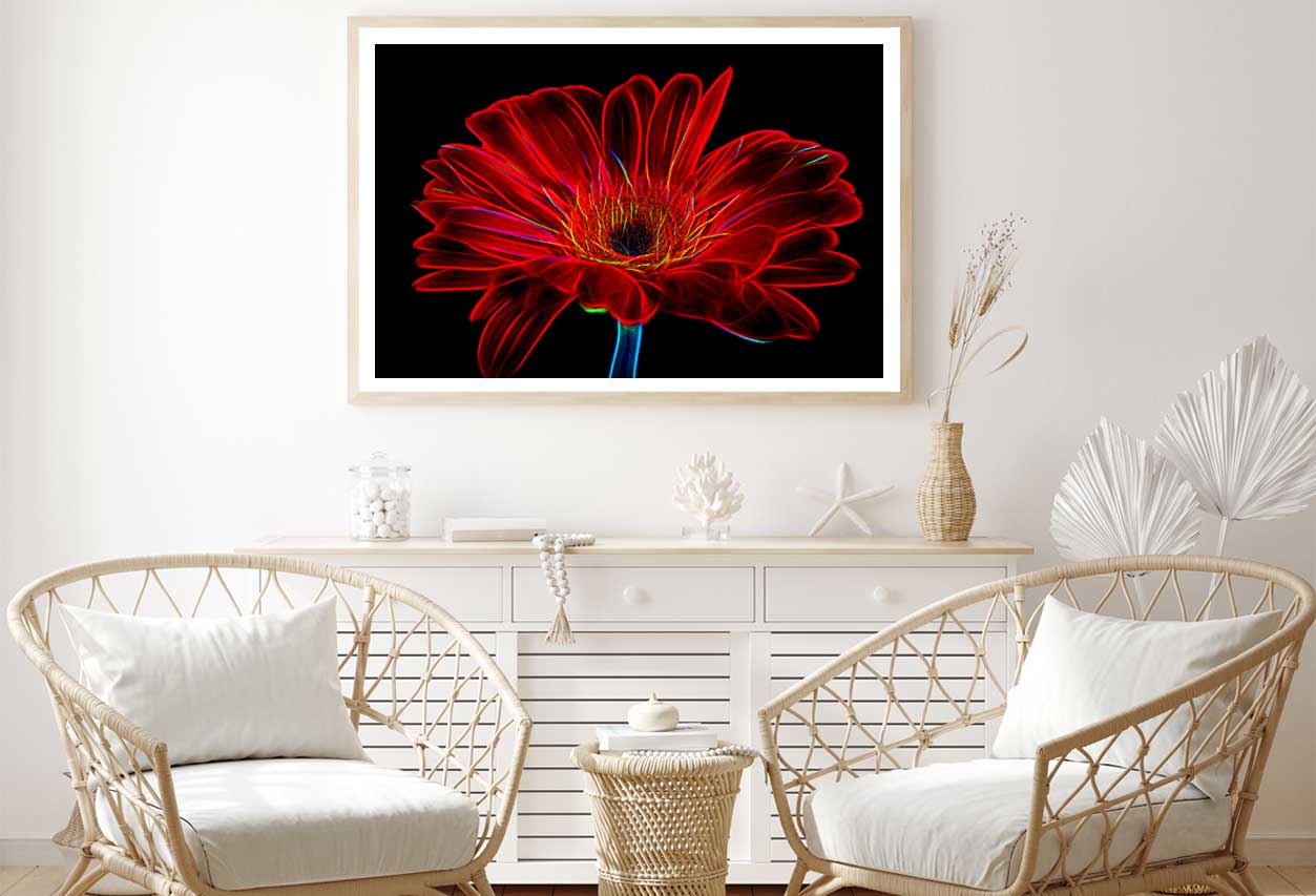 Red Daisy Closeup Digital Art Home Decor Premium Quality Poster Print Choose Your Sizes