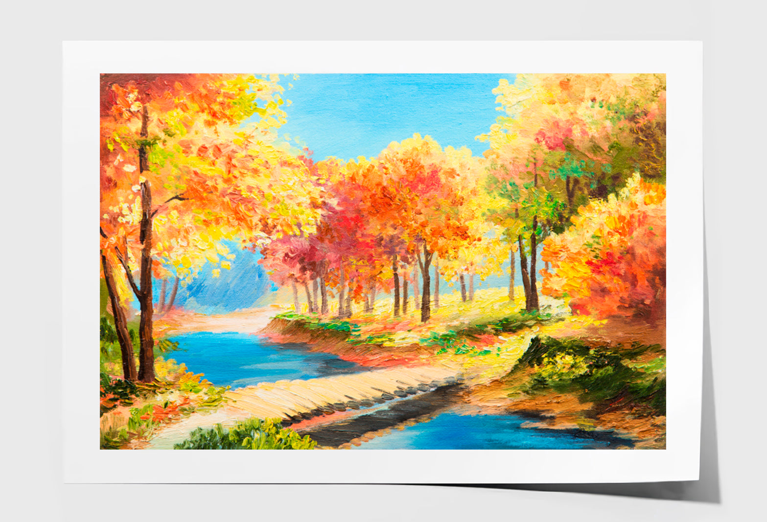 Colorful Autumn Forest Oil Painting Wall Art Limited Edition High Quality Print Unframed Roll Canvas None