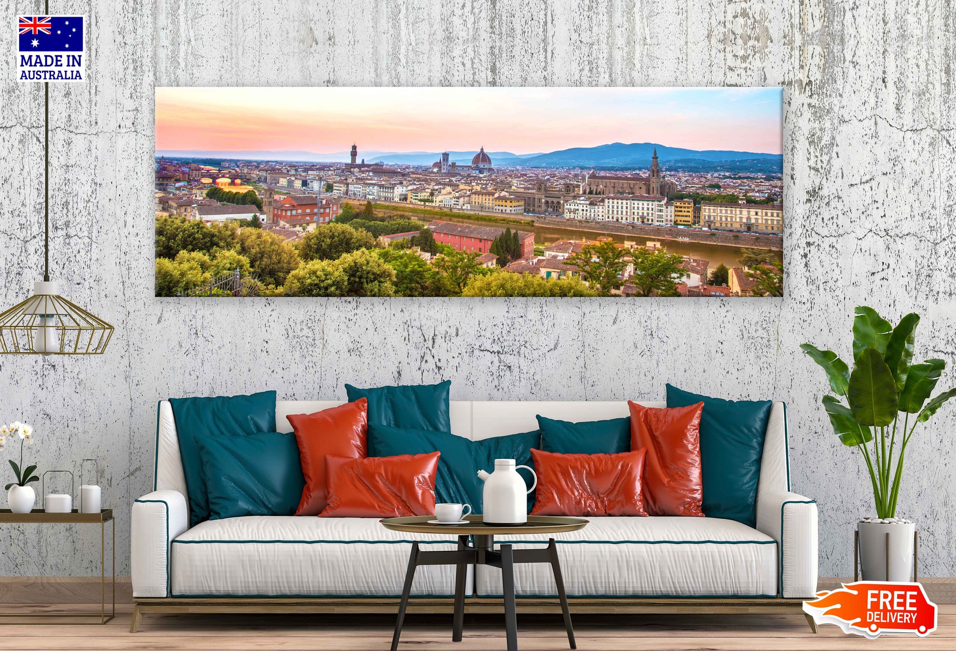 Panoramic Canvas Michelangelo City Sunset Scenery View High Quality 100% Australian Made Wall Canvas Print Ready to Hang