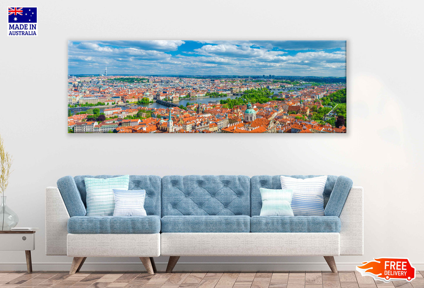 Panoramic Canvas Prague Old Town View Photograph High Quality 100% Australian Made Wall Canvas Print Ready to Hang