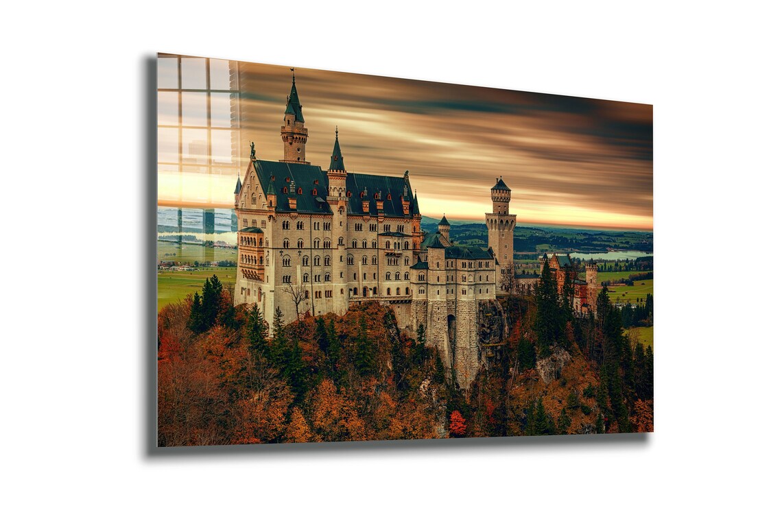 Neuschwanstein Castle Print Tempered Glass Wall Art 100% Made in Australia Ready to Hang