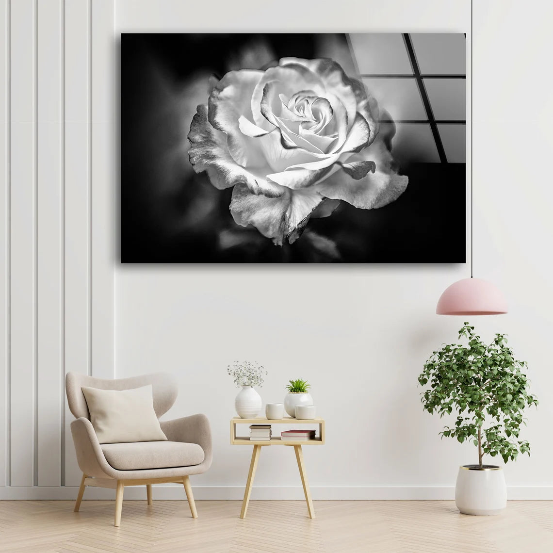 Rose Flower Closeup B&W Photograph Acrylic Glass Print Tempered Glass Wall Art 100% Made in Australia Ready to Hang