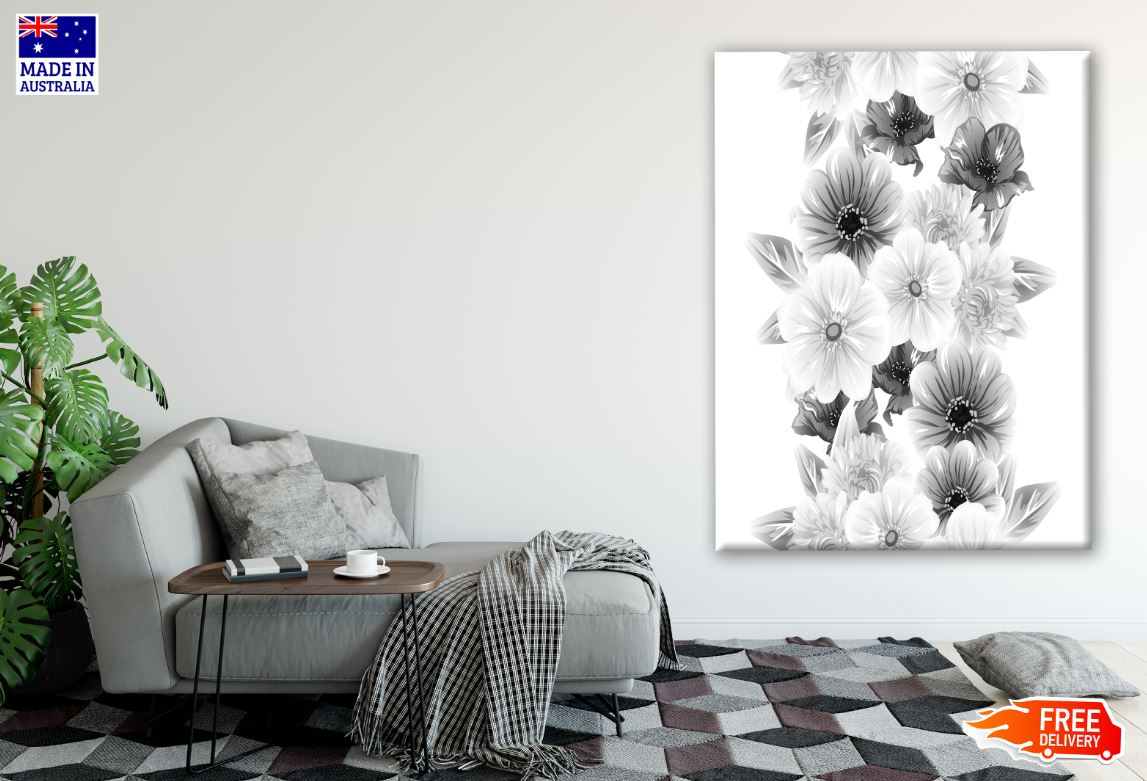 B&W Floral Design Print 100% Australian Made