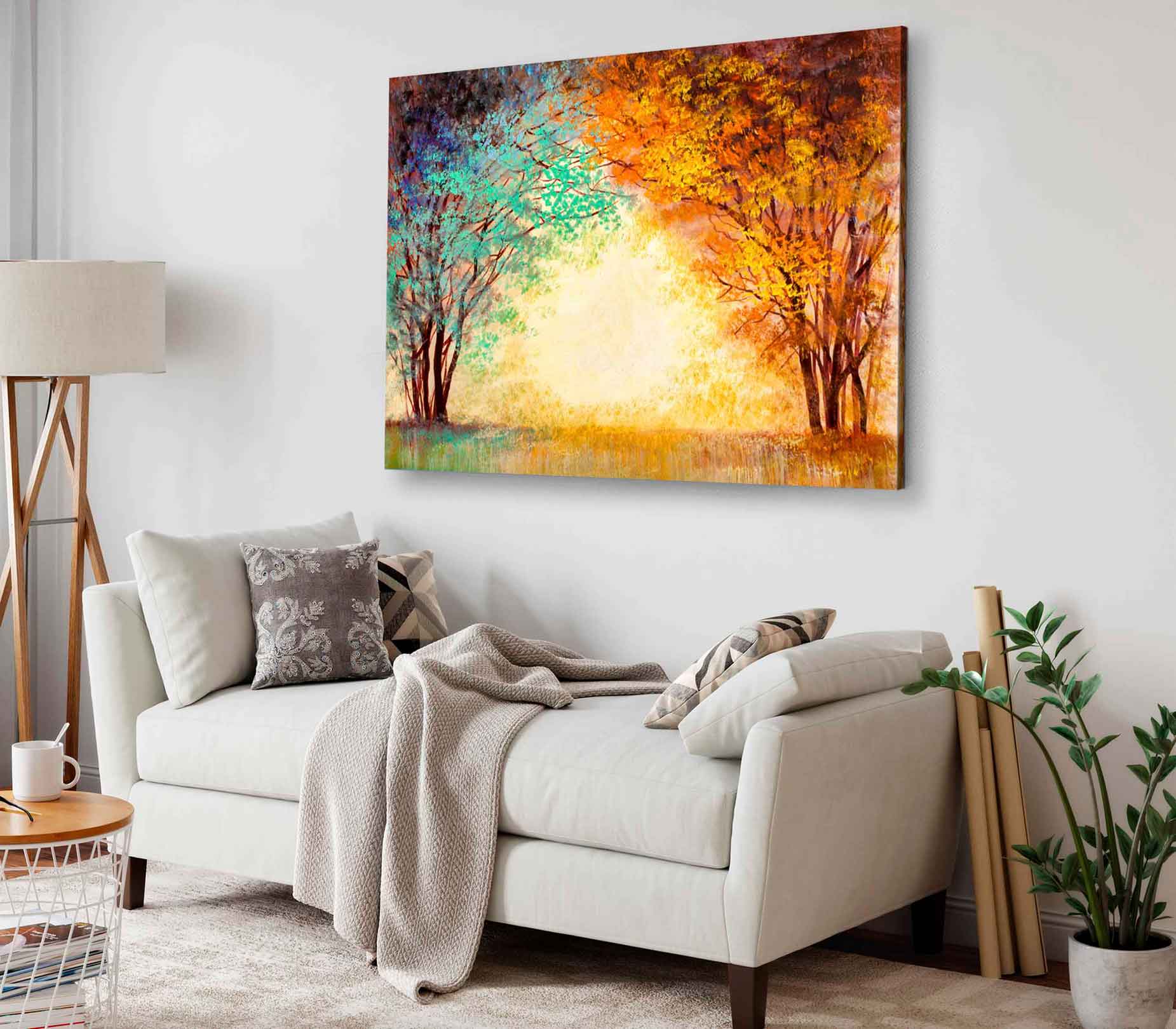 Bella Home Alley Through The Park in Autumn Season Print Canvas Ready to hang