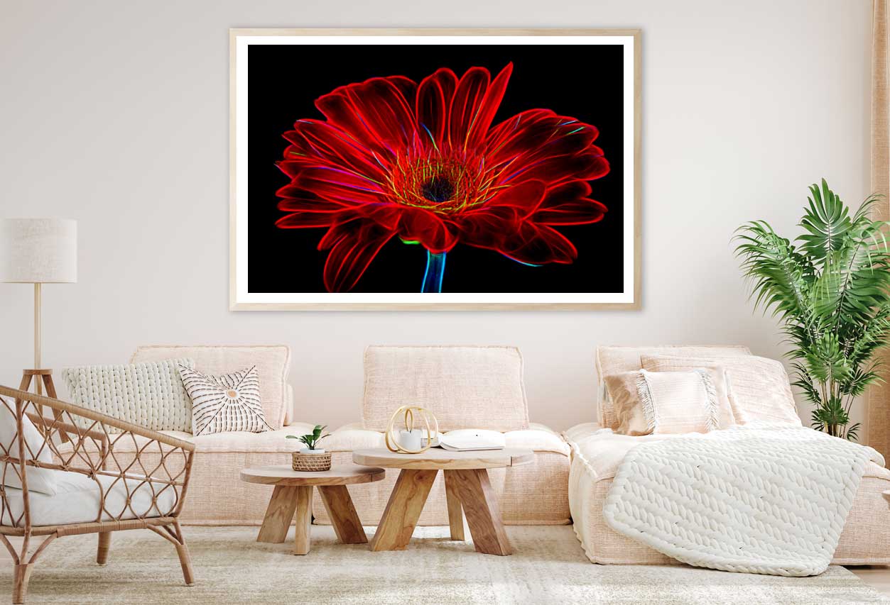 Red Daisy Closeup Digital Art Home Decor Premium Quality Poster Print Choose Your Sizes