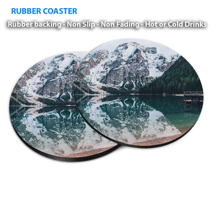 Alpine Lake View Coasters Wood & Rubber - Set of 6 Coasters