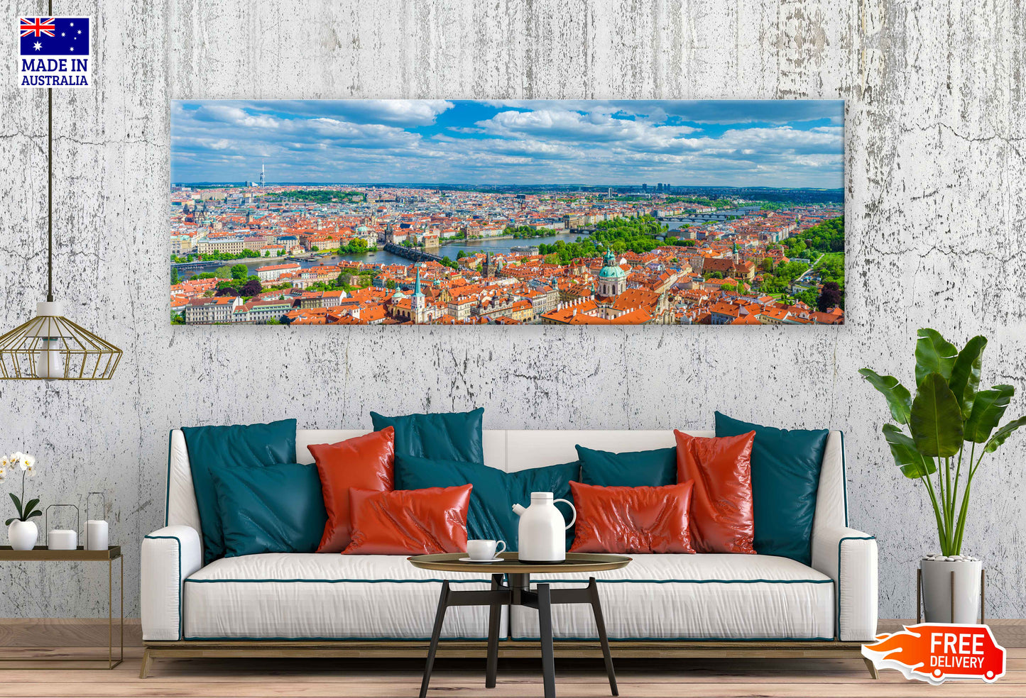 Panoramic Canvas Prague Old Town View Photograph High Quality 100% Australian Made Wall Canvas Print Ready to Hang