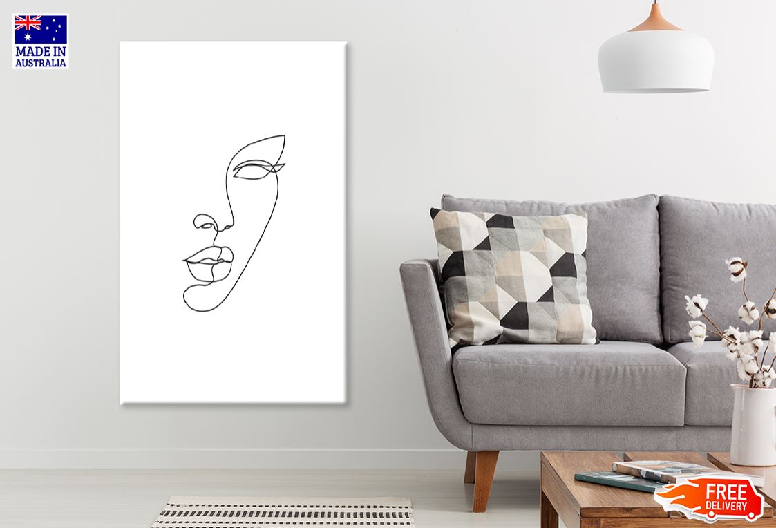 Woman Face B&W Line Art Design Print 100% Australian Made