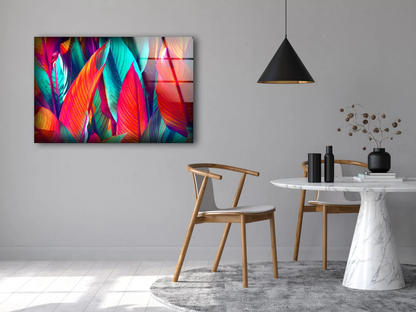 Colorful Leaves Design Acrylic Glass Print Tempered Glass Wall Art 100% Made in Australia Ready to Hang