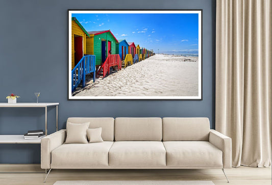 Beach Huts at Muizenberg Beach Photograph Home Decor Premium Quality Poster Print Choose Your Sizes