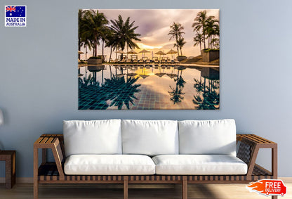 Palm Trees on Resort Sunset View Photograph Print 100% Australian Made