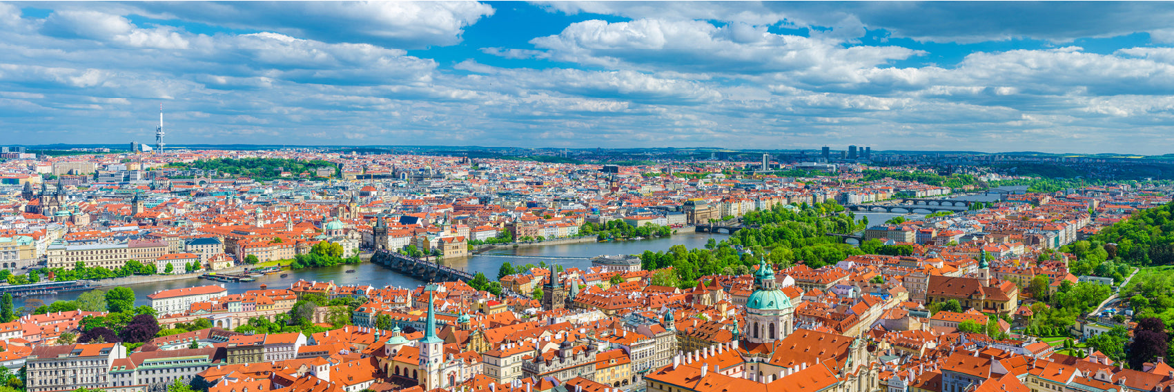 Panoramic Canvas Prague Old Town View Photograph High Quality 100% Australian Made Wall Canvas Print Ready to Hang