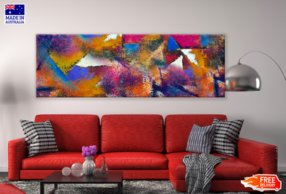 Panoramic Canvas Colourful Abstract Design High Quality 100% Australian made wall Canvas Print ready to hang