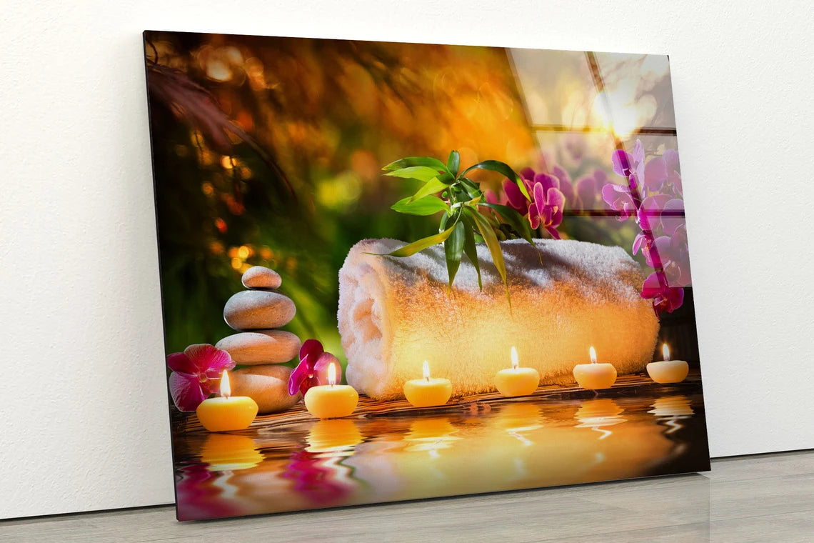 Zen Stones & Candles Photograph Acrylic Glass Print Tempered Glass Wall Art 100% Made in Australia Ready to Hang