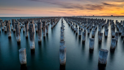 Wooden Pylons in Beach Print 100% Australian Made