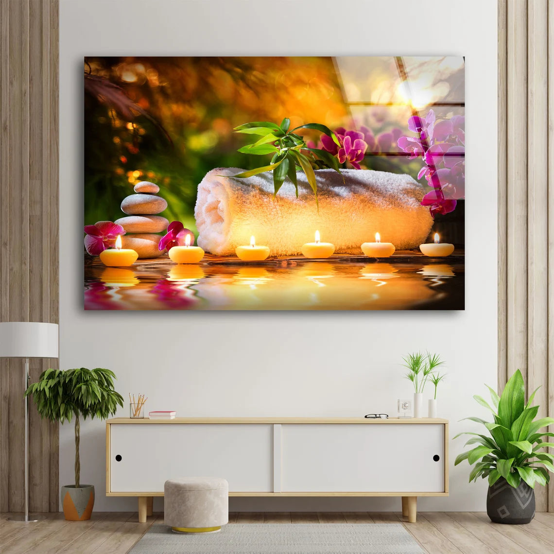Zen Stones & Candles Photograph Acrylic Glass Print Tempered Glass Wall Art 100% Made in Australia Ready to Hang