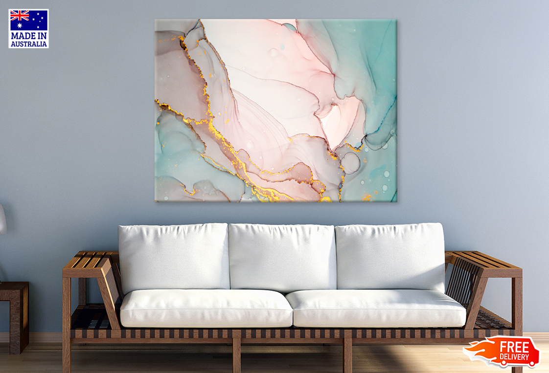 Pink Blue & Gold Abstract Design Print 100% Australian Made