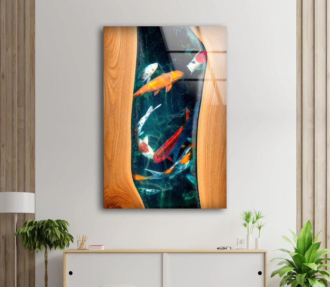 Fish Blue Resin & Wood Photograph Acrylic Glass Print Tempered Glass Wall Art 100% Made in Australia Ready to Hang