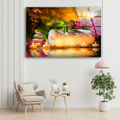 Zen Stones & Candles Photograph Acrylic Glass Print Tempered Glass Wall Art 100% Made in Australia Ready to Hang