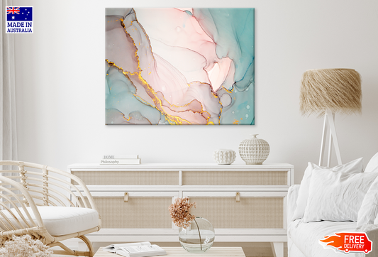 Pink Blue & Gold Abstract Design Print 100% Australian Made