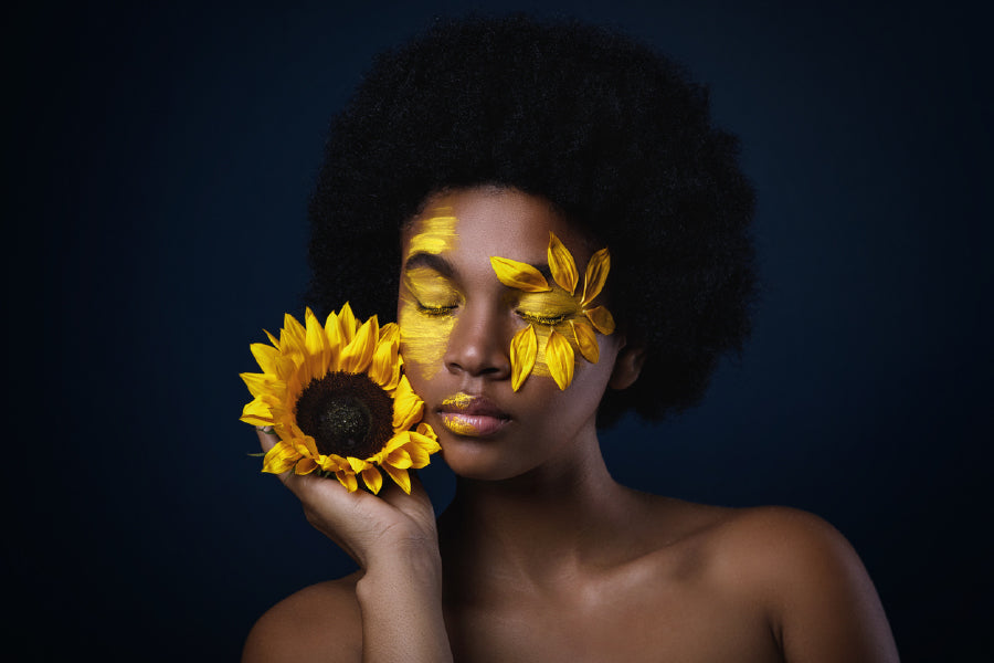 African Girl with Sunflower View Photograph Print 100% Australian Made