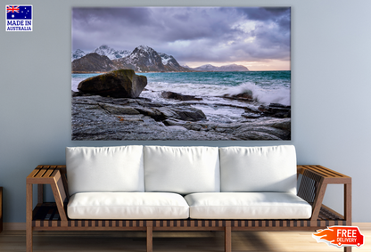 Stunning Beach with Mountain View Photograph Print 100% Australian Made