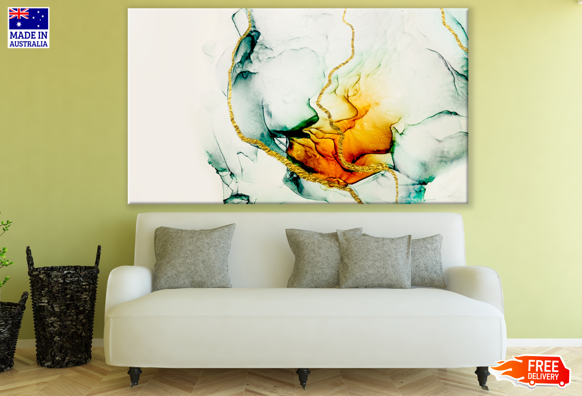 Colourful Green Yellow & Gold Abstract Design Print 100% Australian Made